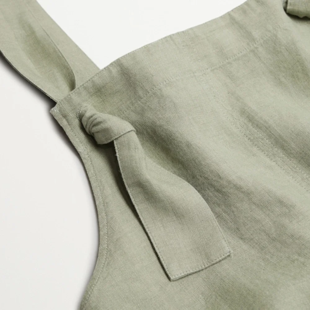Olive Green 100% Linen Jumpsuit -